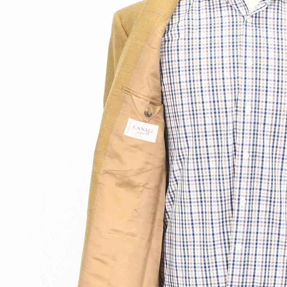 Canali 42L Brown Blazer Sport Coat Jacket 3-Button Check Y412